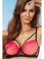 Бюстгальтер push up Kinga Volcano PU-585 Малиново-апельсиновый с черным