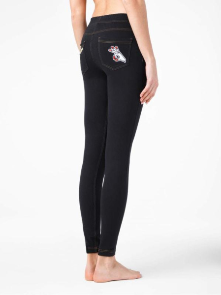 Ультрамодные джеггинсы с патчами PATCH FUN, р.170-98, Nero