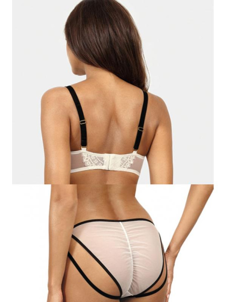 Комплект Ewa Bien Blanche - бюстгальтер push up B214 и бразилианки C500 Экри-черный