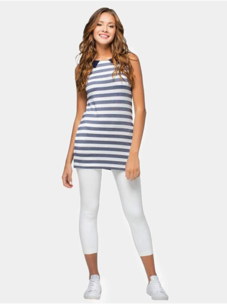 Туника в полоску с имитацией воротника рубашки LTH 631
