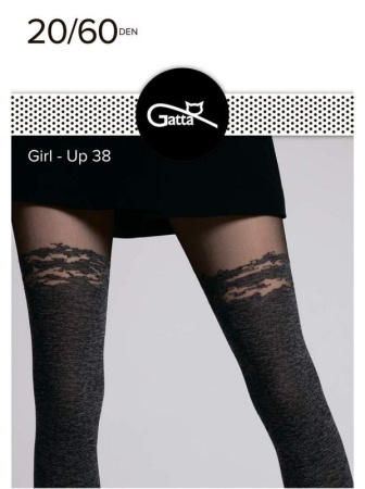 Колготки с имитацией GATTA Girl-UP 38, 3, nero/melange(чёрный/серый меланж)