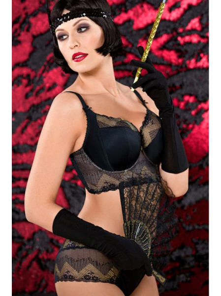 Комплект Ava Gatsby - бюстье с мягкой чашкой AV 1790 и полные трусики AV 1789 Черно-золотой