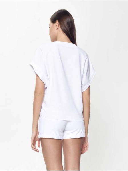 Хлопковая футболка с россыпью из стразов LD 923