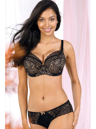 Комплект Dama Kier Batis - бюстгальтер с уплотненной чашкой и полные трусики Черно-телесный