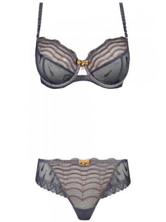 Комплект Samanta Dendrodis - бюстгальтер с мягкой чашкой A122 и стринги C300 Графитово-золотой