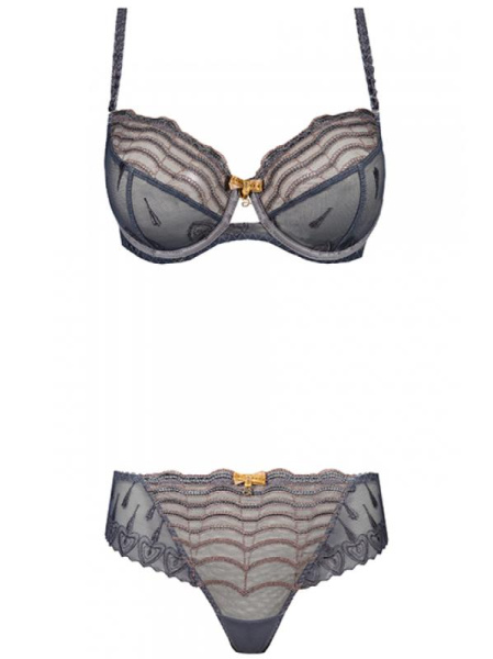 Комплект Samanta Dendrodis - бюстгальтер с мягкой чашкой A122 и стринги C300 Графитово-золотой