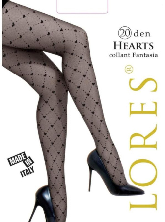 Колготки с узором LORES Hearts 20, 3/4, nero(чёрный)