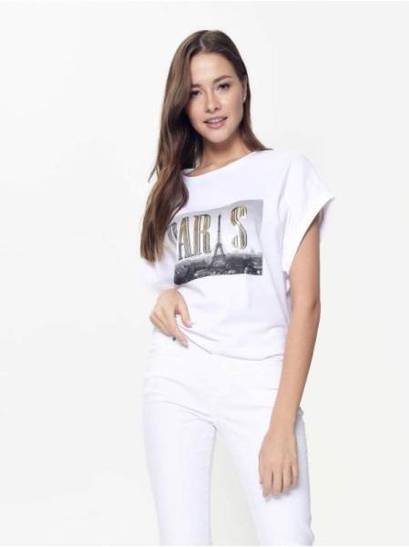 Хлопковая футболка с металлическим принтом LD 924