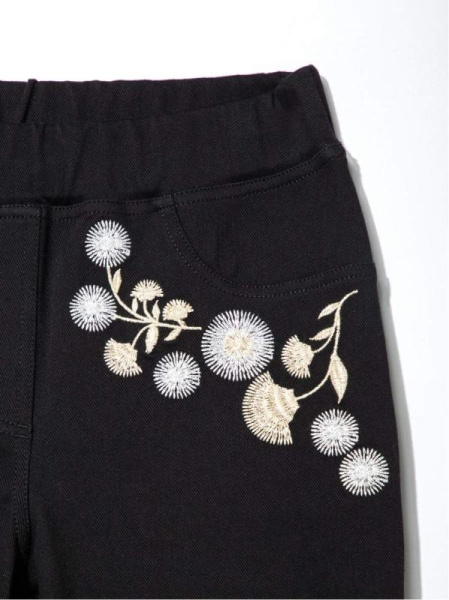 Ультраэластичные джеггинсы с металлической вышивкой FLORES, р.164-106, Nero