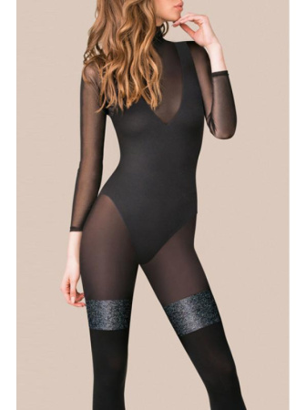 Колготки Gabriella Avril 60 den без трусиковой части Черно-графитовый