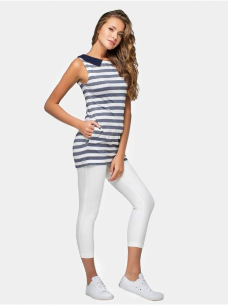 Туника в полоску с имитацией воротника рубашки LTH 631