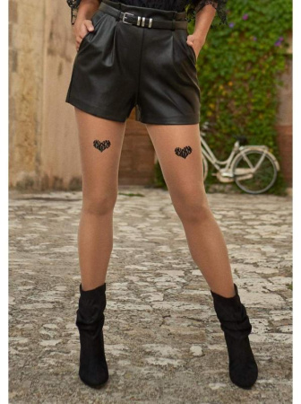 Колготки с узором MARILYN Allure S05, 3/4, beige/black(телесный/чёрный)