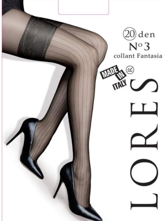 Колготки женские с узором Lores Agnese №3 20 den, 1/2, nero(чёрный)