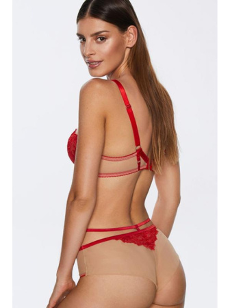 Комплект Kinga Mind Love - бюстгальтер push up PU-795 и бразилианки B-795/2 Красно-телесный || Комплект Kinga Mind Love - бюстгальтер push up PU-795 и бразилианки B-795/2 Красно-телесный