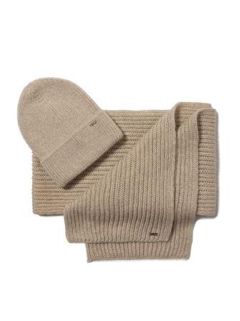 Вязаная шапочка-бини из пряжи с мохером и шерстью || Шапка жін. CE 18С-201СП, р.54-56, бежевий