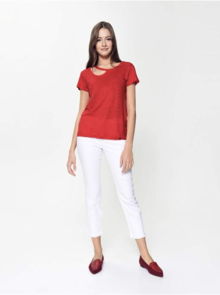 Льняная футболка с вырезом &quot;капелька&quot; LD 919