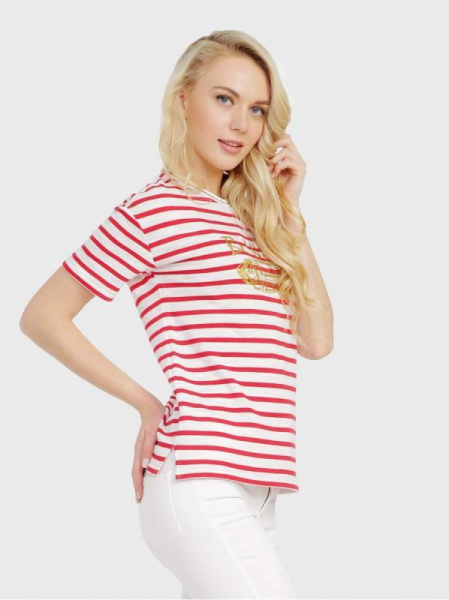 Футболка в полоску с разрезами по бокам LD 721 Футболка в полоску с разрезами по бокам LD 721