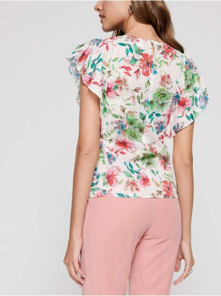 Блузка с цветочным рисунком и широкими воланами LBL 1100