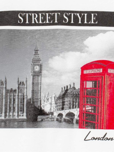 Белая хлопковая футболка с принтом "London" LD 1111 Белая хлопковая футболка с принтом "London" LD 1111