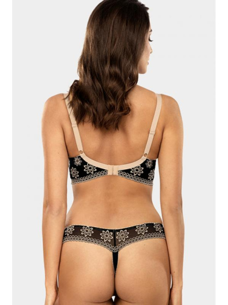 Комплект Ewa Bien Avero - бюстгальтер с мягкой чашкой B104 и стринги C201 Черно-бежевый