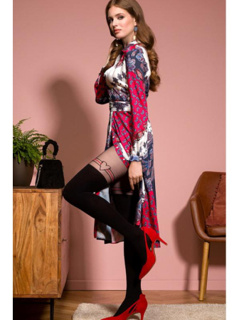 Колготки Gabriella Juliett 60 den без трусиковой части  Черно-красный