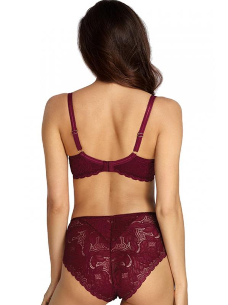 Комплект Ewa Bien Jasmin - бюстгальтер с мягкой чашкой B139 и полные трусики C124 Бургундово-бежевый