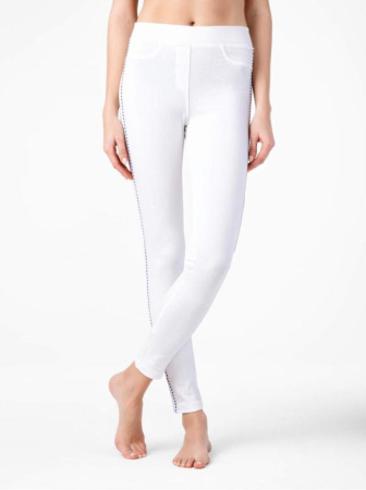 Белые джеггинсы с декоративным кантом WAVE, р.164-90, white