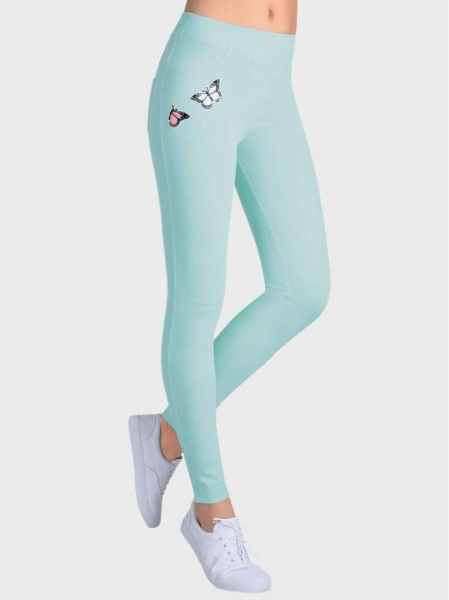 Моделирующие джеггинсы с аппликацией Бабочки NOVA, р.170-98, mentol