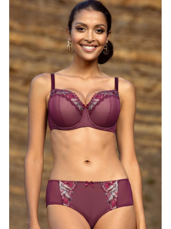 Комплект Dama Kier Imman - бюстгальтер полумягкий и полные трусики Бургундово-бежевый