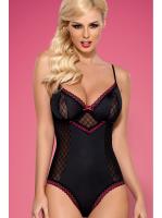 Боди Obsessive 819-TED-1 Черно-малиновый