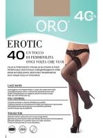 Чулки ORO Erotic 40 den с самоудерживающимся кружевом (9 см) Какао