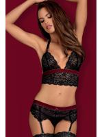 Комплект Obsessive Rossita set  Черно-бордовый