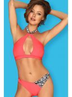 Купальник раздельный Obsessive Bahamya - бюст с мягкой чашкой и бразилианки Кораллово-черно-белый