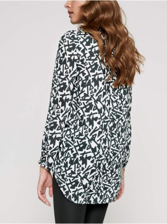 Рубашка с геометрическим рисунком из хлопка премиального качества LBL 1091 || Блуза жін. CE LBL 1091, р.170-96-102, white-black