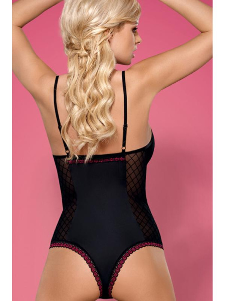 Боди Obsessive 819-TED-1 Черно-малиновый