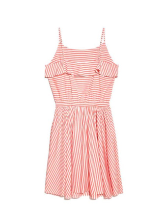 Ультрамодное платье в полоску на тонких бретелях LPL 911 || Плаття жін. CE LPL 911, р.170-96-102, white-coral