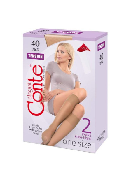 Щільні еластичні гольфи TENSION 40 (2 пари в упаковці), р. 23-25, Mocca
