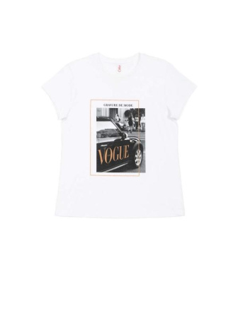 Белая хлопковая футболка с принтом "Vogue" LD 1113 || Джемпер жін. CE LD 1113, р.170-96, white Белая хлопковая футболка с принтом "Vogue" LD 1113 || Джемпер жін. CE LD 1113, р.170-96, white