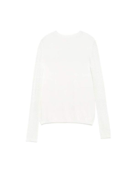 Вязаный джемпер с ажурными рукавами из пряжи с вискозой LDK 090