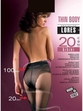 Колготки с моделирующими трусиками LORES Thin Body 20 bikini, 2, castoro(шоколад)