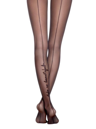 Колготки с имитацией шва и тату-рисунком BEAUTY, р.2, Nero