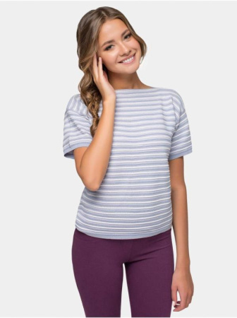 Вязаный фактурный джемпер из легкой хлопковой пряжи LDK 021