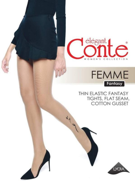 Колготки с тату-рисунком FEMME, р.5, Nero Колготки с тату-рисунком FEMME, р.5, Nero