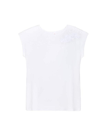Футболка с аппликацией из кружева LD 711 || ВТЖ Джемпер жін. CE LD 711, р.170-100, білий