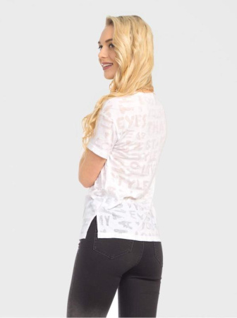 Футболка с разрезами по бокам и рисунком буквы LD 730 || Джемпер жін. CE LD 730, р.170-96, білий