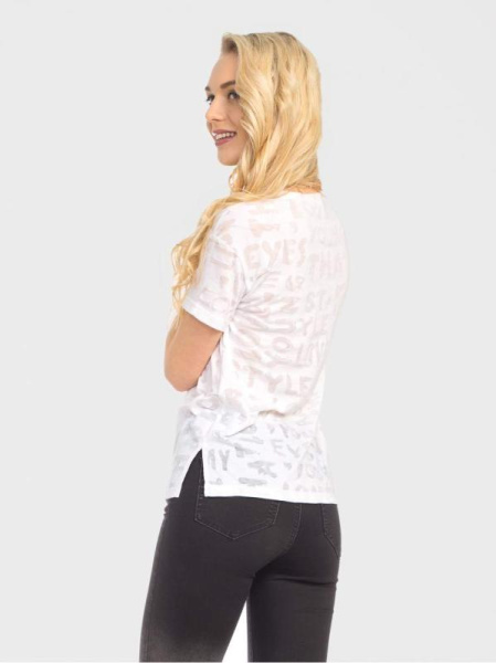 Футболка с разрезами по бокам и рисунком буквы LD 730