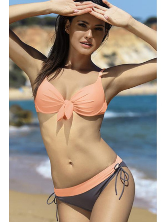 Купальник раздельный Ewlon A8122 - бюст формованный и полные трусики Лосось-мокко