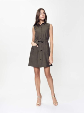 Платье-рубашка без рукавов с легким блеском LPL 915 || Плаття жін. CE LPL 915, р.170-92-98, khaki