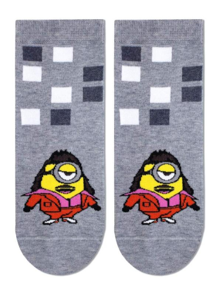 НОСКИ МУЖСКИЕ 2138 MINIONS (укороченные), р.29, 296 СЕРЫЙ МЕЛАНЖ