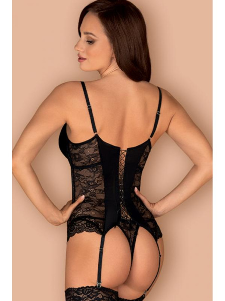 Комплект Obsessive Laurise corset Черный